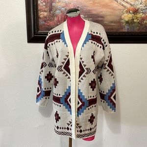 NWT! Savanna Jane Sweater Cardigan Sz Small Aztec Tribal Western Soft Off White